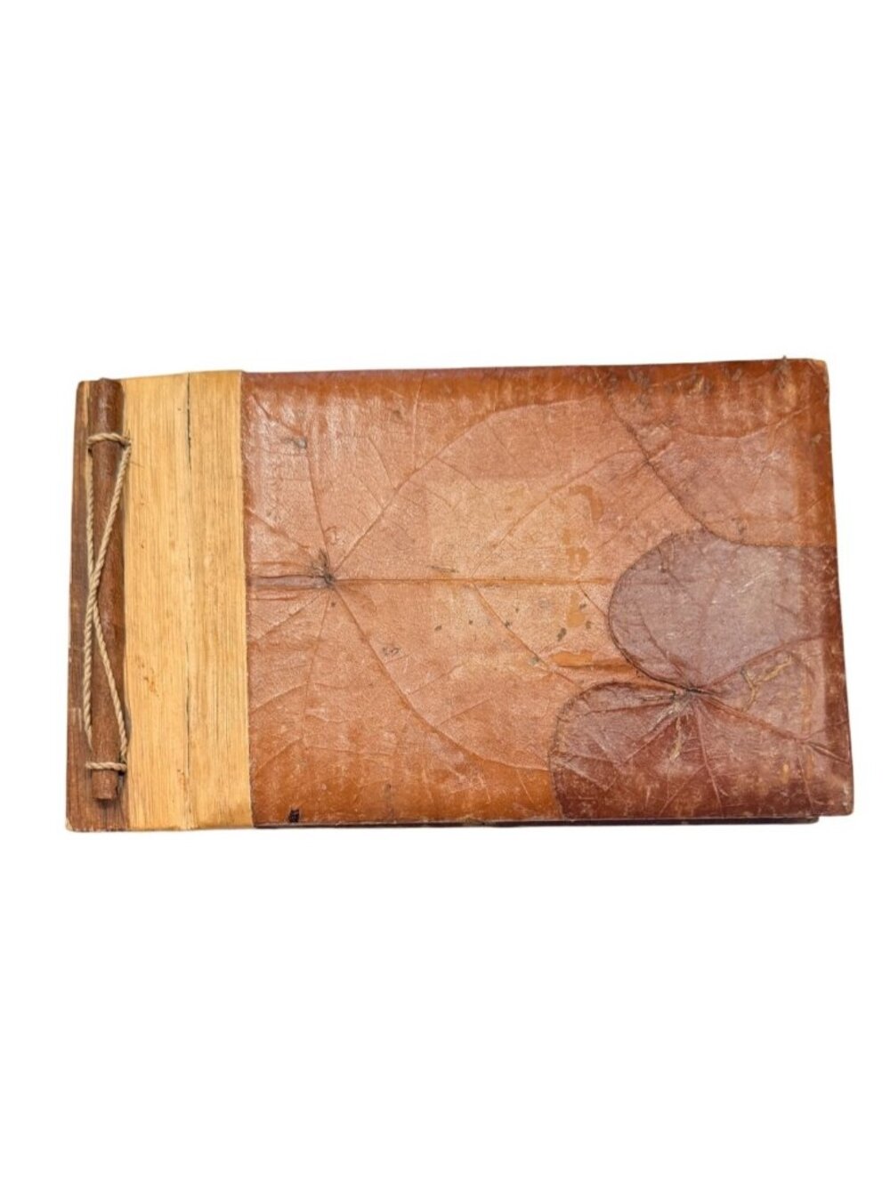 Handmade Natural Leaf Journal, Vintage Eco-Friendly Leather Look Scrapbook, Real